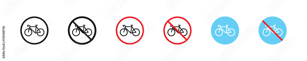 Bicycle in a circle icon. Bike ban symbol. Prohibition signs. Vector sign. Bicycle in a circle icon. Bike ban symbol. Prohibition signs. Vector sign.