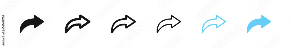 Share arrow icon. Forward symbol. Send signs set. Vector sign. Share arrow icon. Forward symbol. Send signs set. Vector sign.