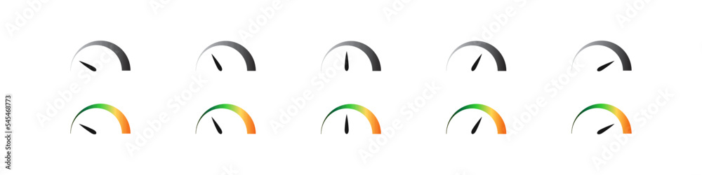Speedometer icon. Speed indicator symbol. Barometer signs set. Vector ...