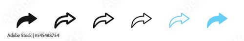 Share arrow icon. Forward symbol. Send signs set. Vector sign.