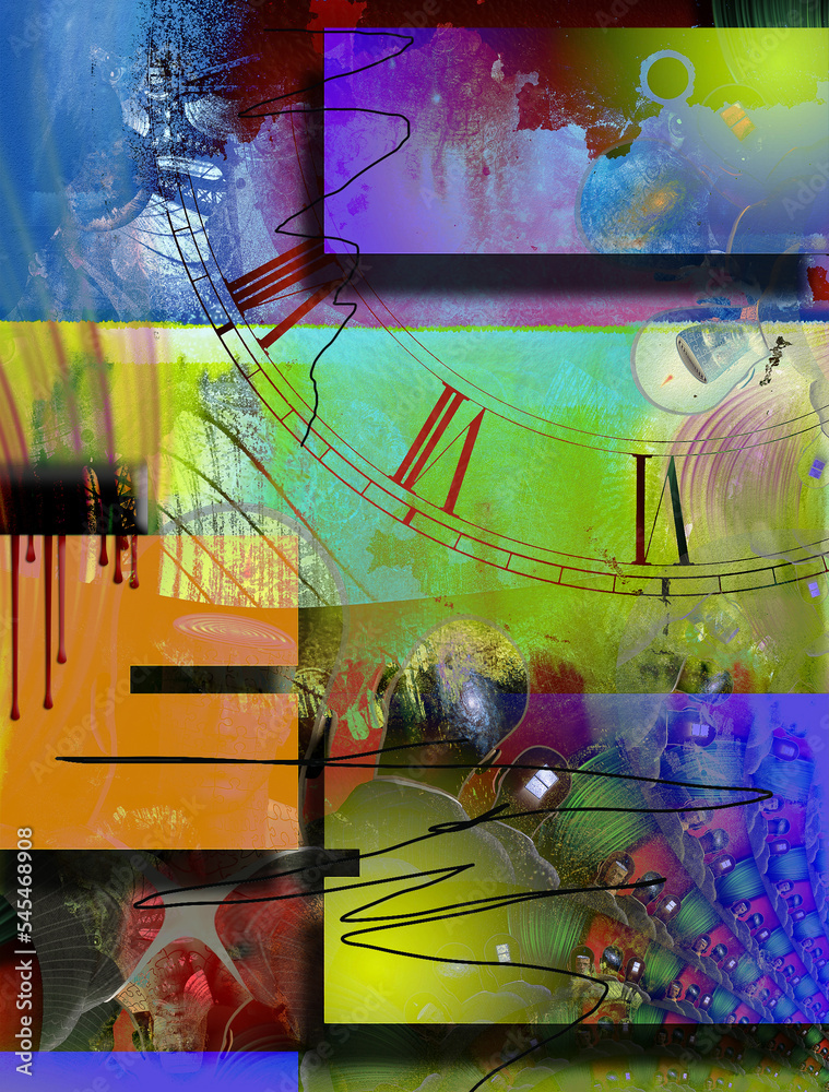 Fototapeta premium Surreal art with colorful geometric shapes