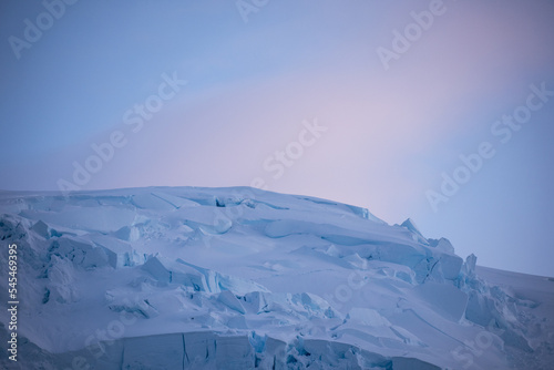 Morning light over a mountain on Gerlache Strait