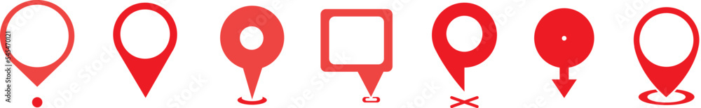 Panoramic shot of location pin icons on an isolated background Panoramic shot of location pin icons on an isolated background