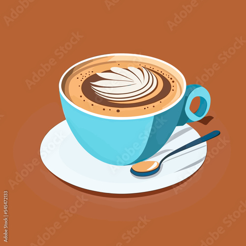 Colorful vector illustration of a cup of cappuccino