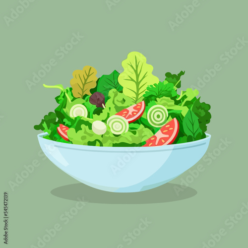 Colorful vector illustration of a green salad