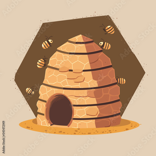 Colorful vector illustration of a bee hive