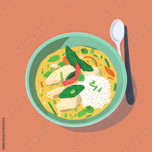 Colorful vector illustration of Thai curry