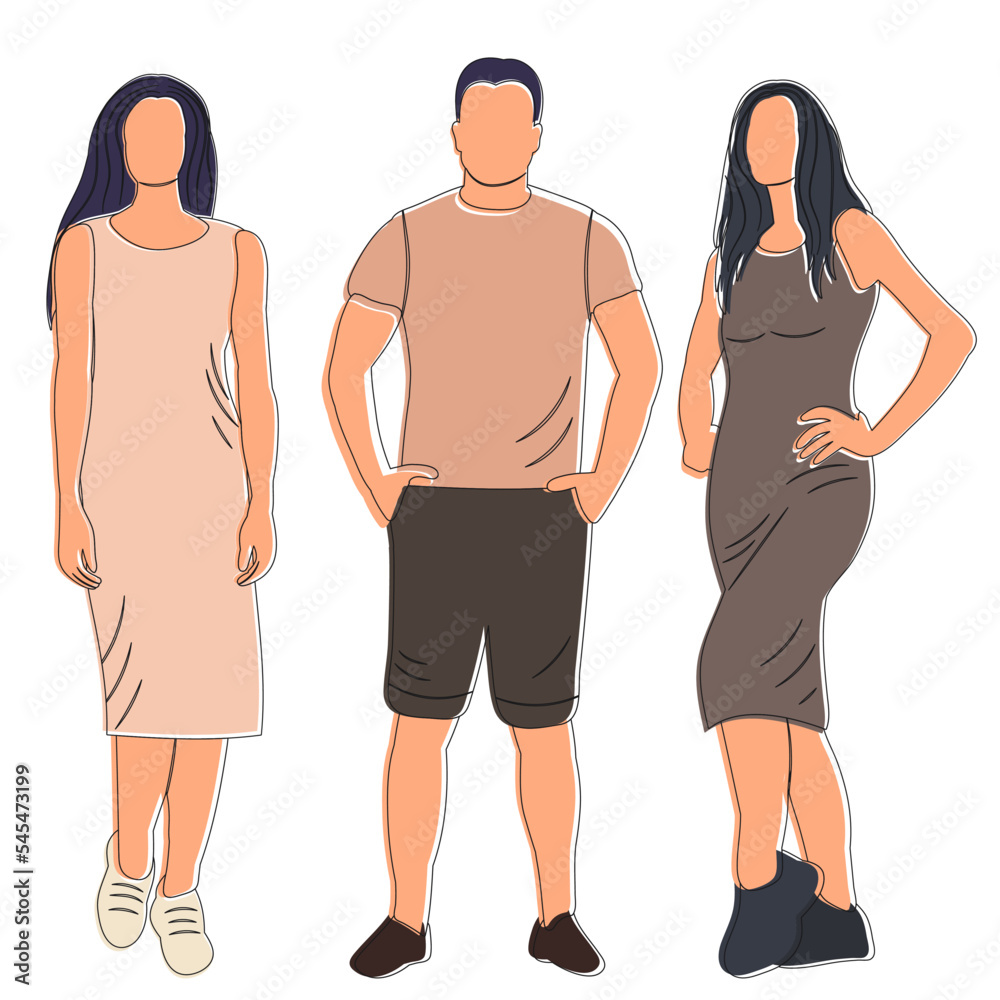 Obraz premium people sketch ,outline isolated vector