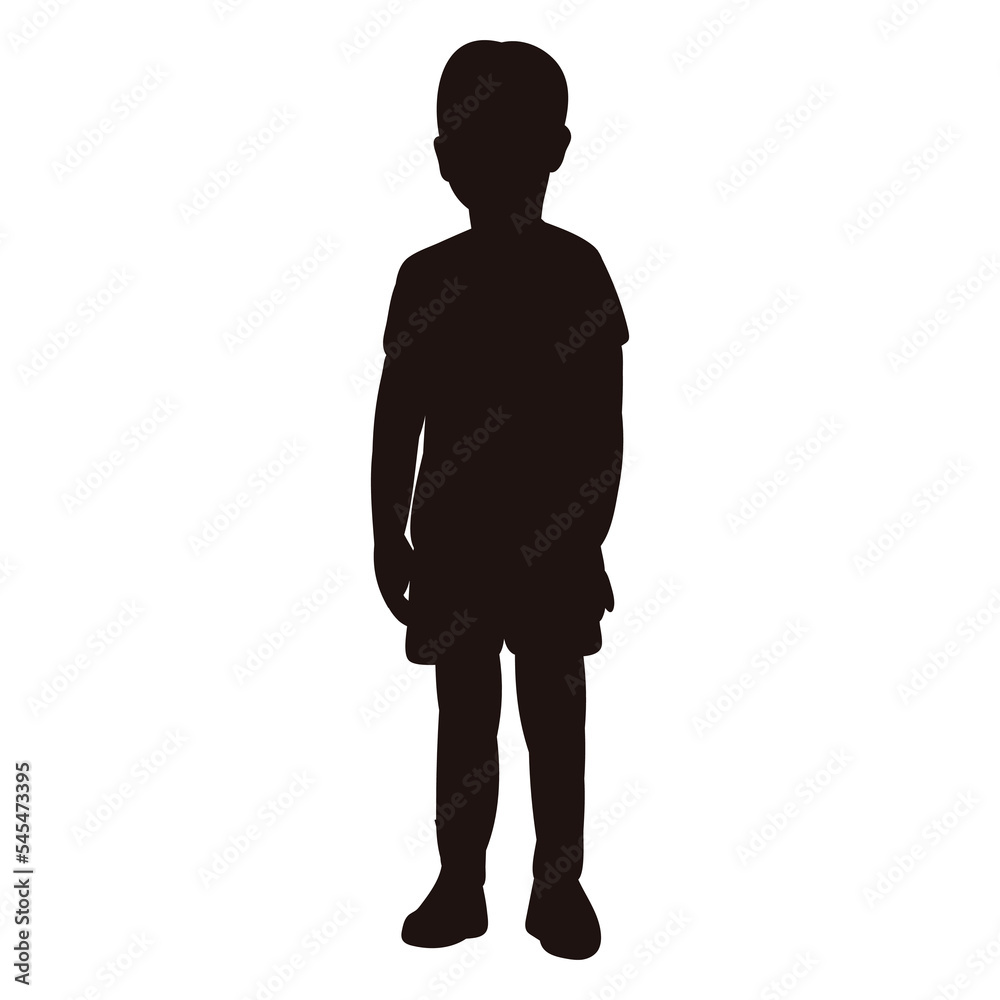 silhouette black boy child, vector