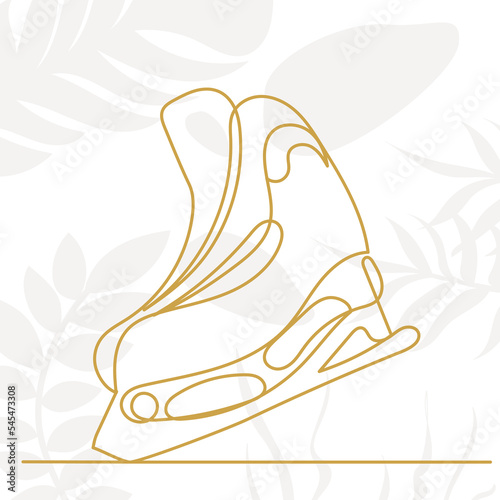 ice skates winter continuous line drawing, vector