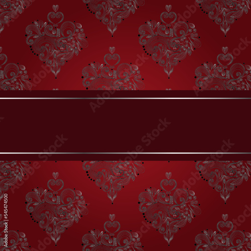 red pattern with burgundy ribbon and silver stripes