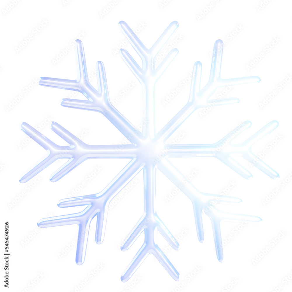 Snowflake 3d render png design. Pearl effect material Snowflake 3d render png design. Pearl effect material