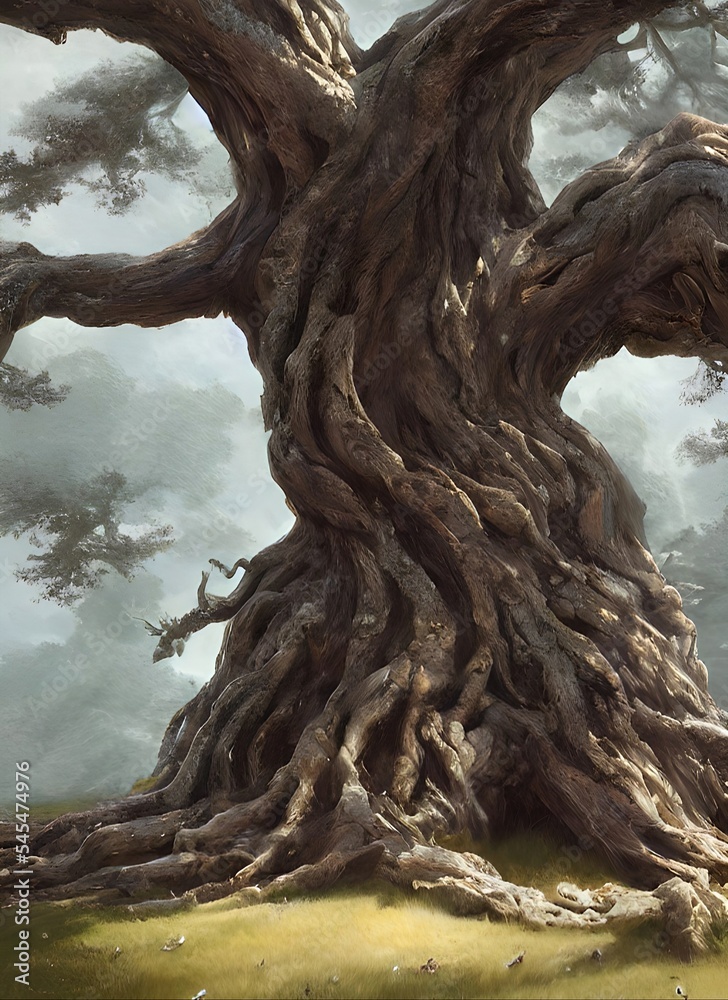 old big tree trunk digital illustration
