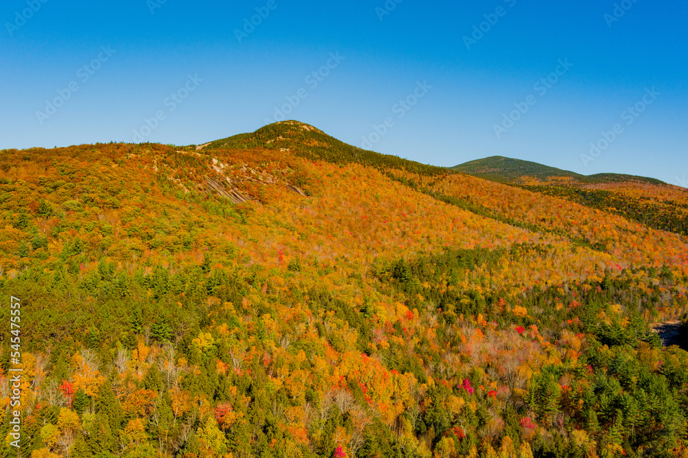 Bright colors of autumn. View above. Waterville valley, New Hampshire