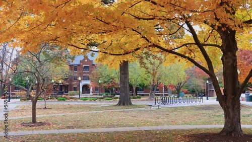 Overcast fall color landscape of the Drury University photo