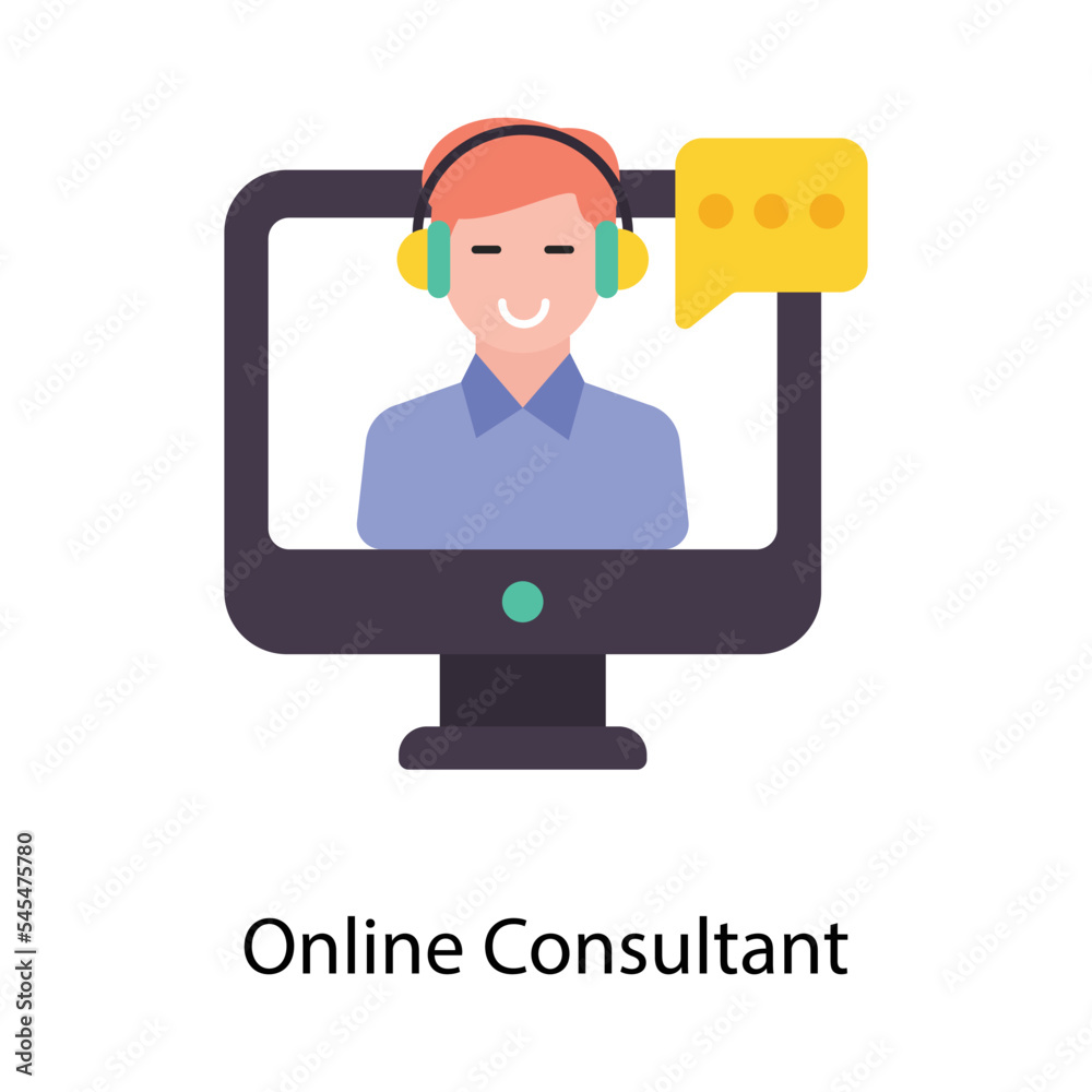 Online Consultant vector Flat  Icons. Simple stock illustration