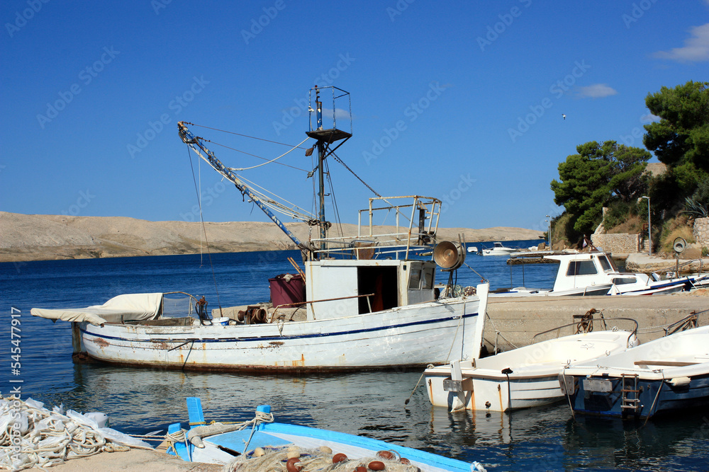 Fishing Boat in the Harbor of Miškovići, Pag Island, Croatia
