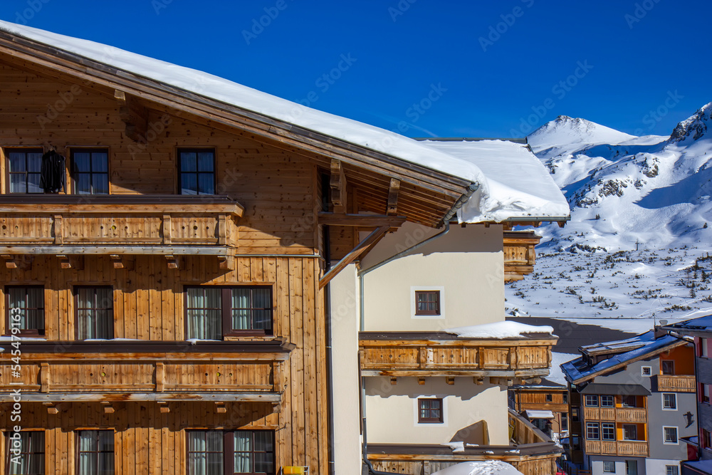 Winter houses in ski resort Obertauern in Austrian alps