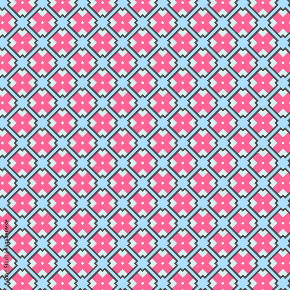 Pink Blue Cross Square Texture Fashion Fabric Cloth Textile Tile Background Wallpaper Banner Wrapping Paper Decorative Element Laminate Carpet Print Interior Website Graphics Design Geometric Pattern