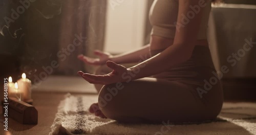 Wallpaper Mural Female meditating near tea and incense Torontodigital.ca