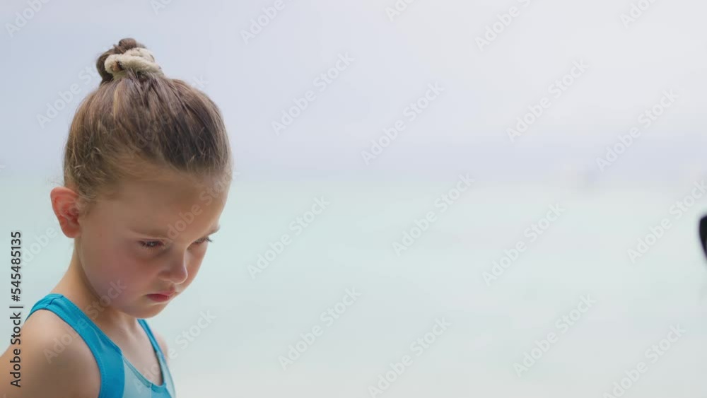 Cute Kid With Sunblock On Beach Cute Kid With Sunblock On Beach