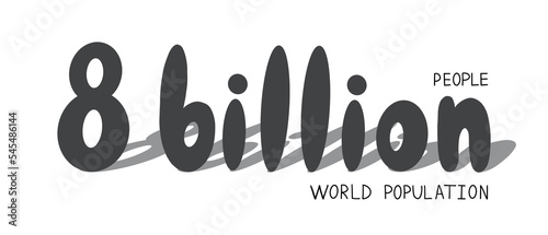 8 billion people banner. World population day. Illustration in cartoon doodle style.