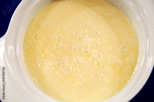 Homemade Vanilla Custard Pudding or Smoothie in a Bowl