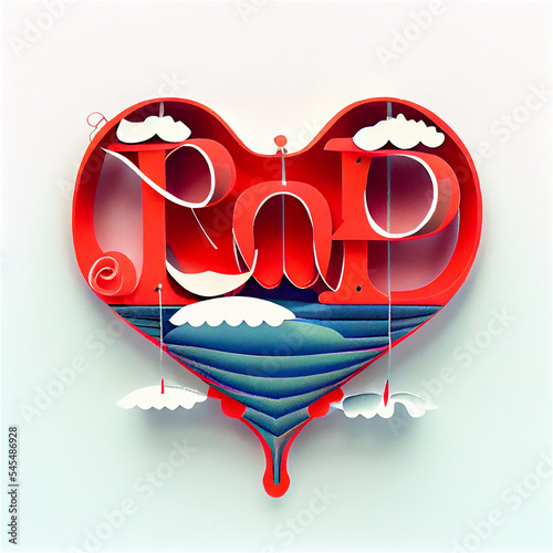 Heart in cutout paper