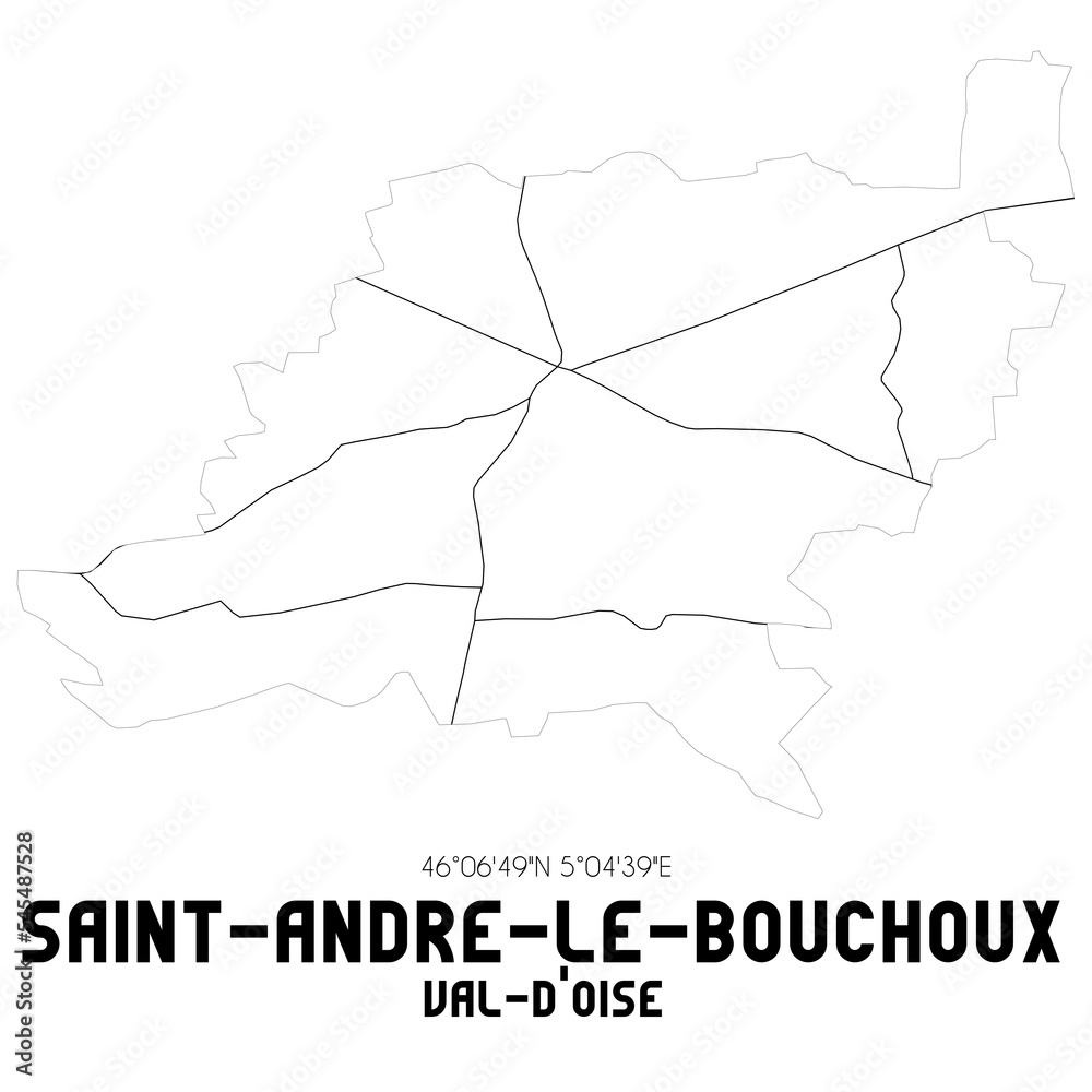 SAINT-ANDRE-LE-BOUCHOUX Val-d'Oise. Minimalistic street map with black and white lines.