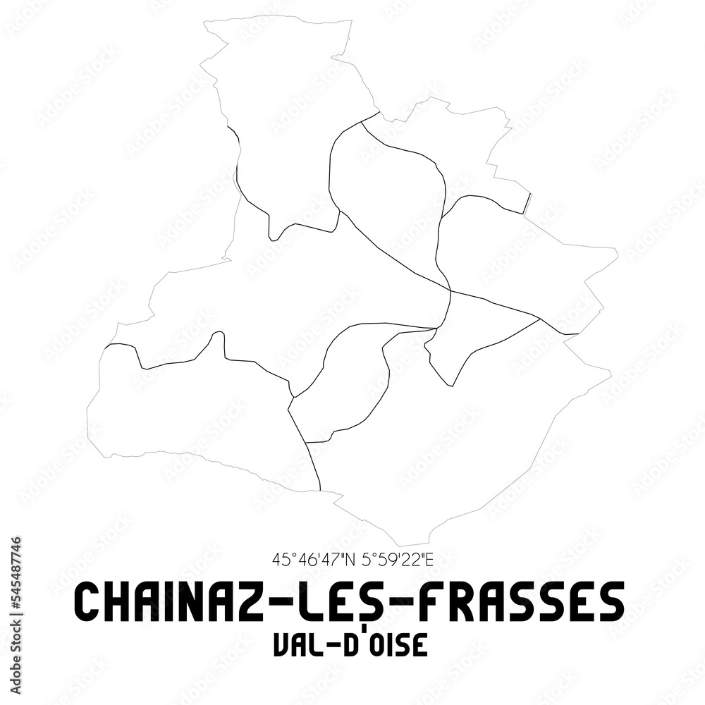 CHAINAZ-LES-FRASSES Val-d'Oise. Minimalistic street map with black and white lines.