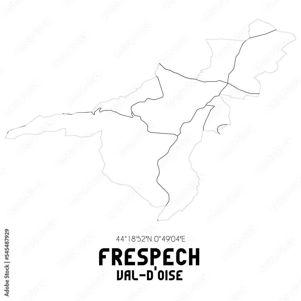 FRESPECH Val-d'Oise. Minimalistic street map with black and white lines.
