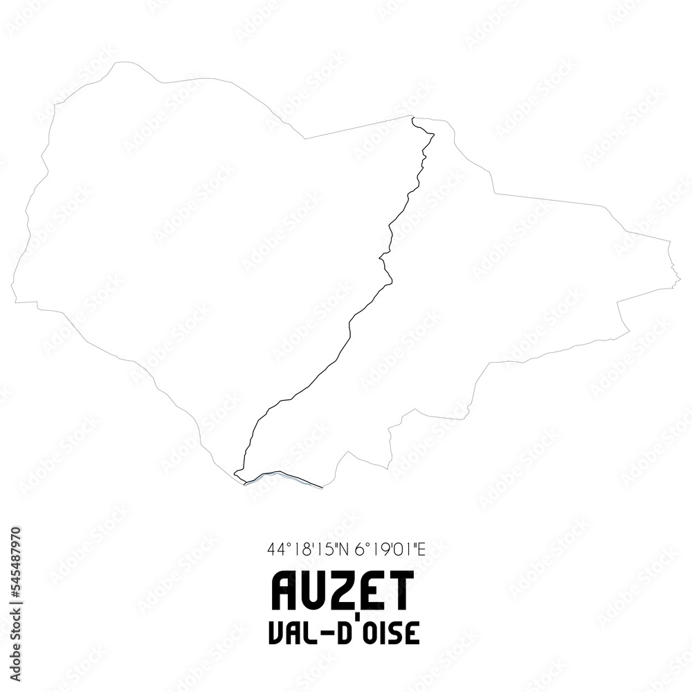 AUZET Val-d'Oise. Minimalistic street map with black and white lines.