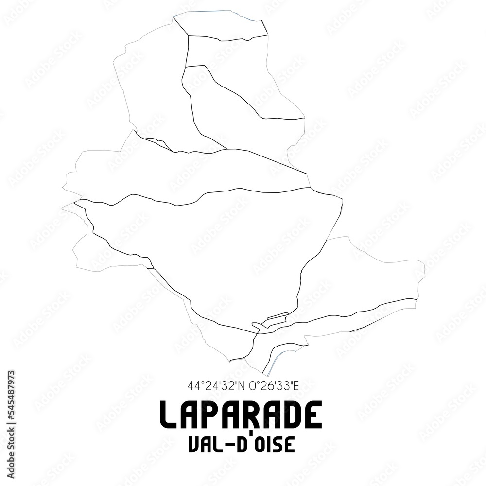 LAPARADE Val-d'Oise. Minimalistic street map with black and white lines. LAPARADE Val-d'Oise. Minimalistic street map with black and white lines.