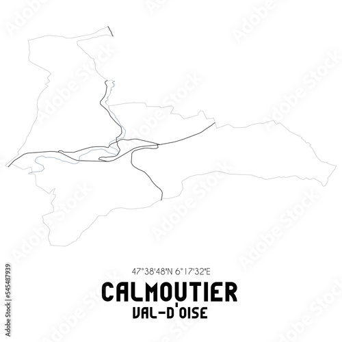 CALMOUTIER Val-d Oise. Minimalistic street map with black and white lines.