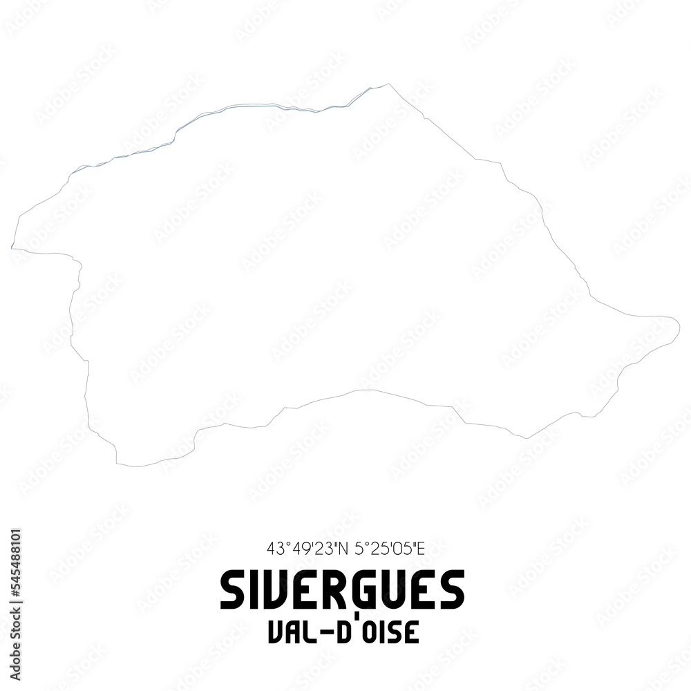SIVERGUES Val-d'Oise. Minimalistic street map with black and white lines. SIVERGUES Val-d'Oise. Minimalistic street map with black and white lines.