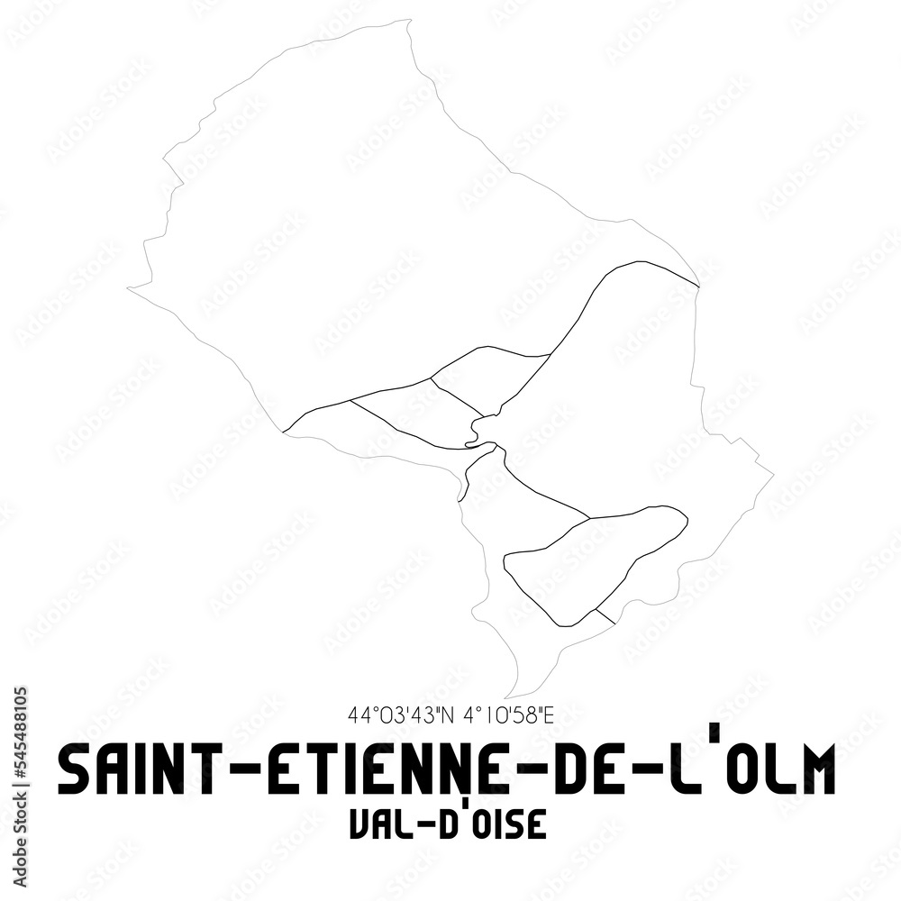 SAINT-ETIENNE-DE-L'OLM Val-d'Oise. Minimalistic street map with black and white lines. SAINT-ETIENNE-DE-L'OLM Val-d'Oise. Minimalistic street map with black and white lines.