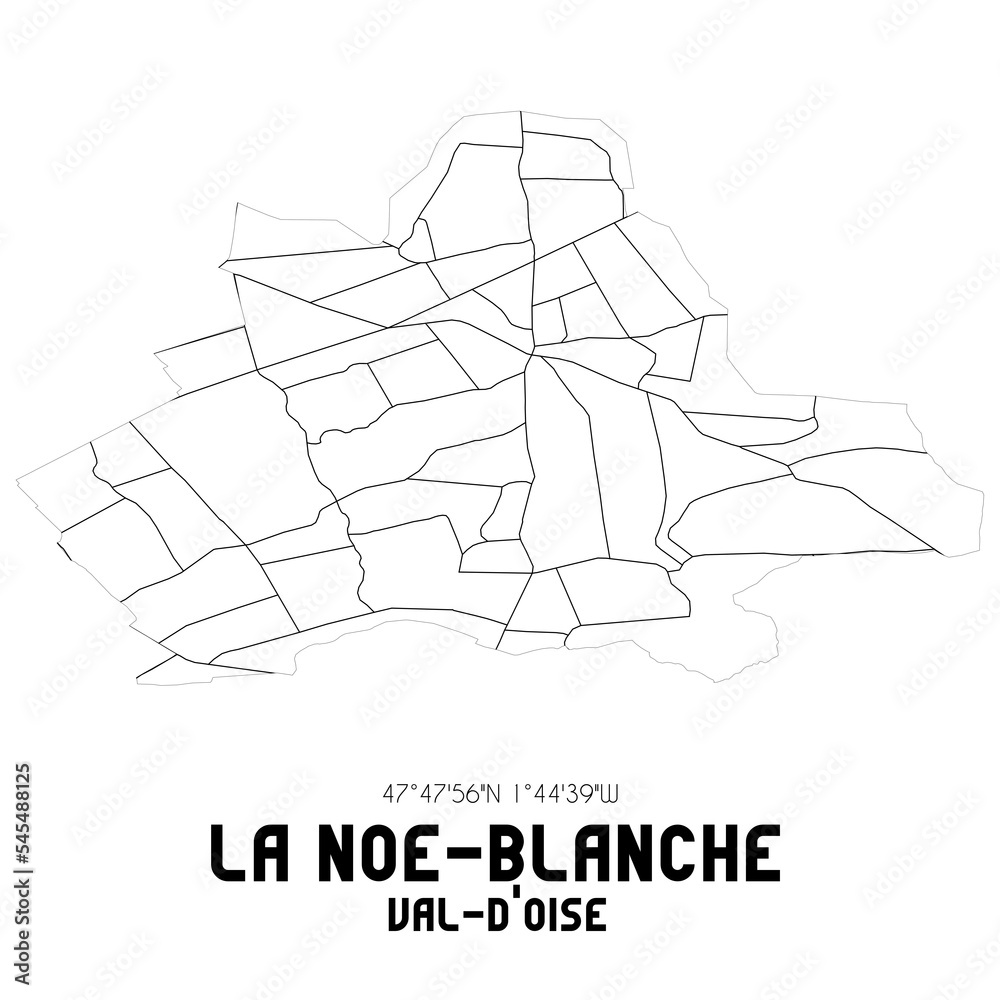 LA NOE-BLANCHE Val-d'Oise. Minimalistic street map with black and white lines.