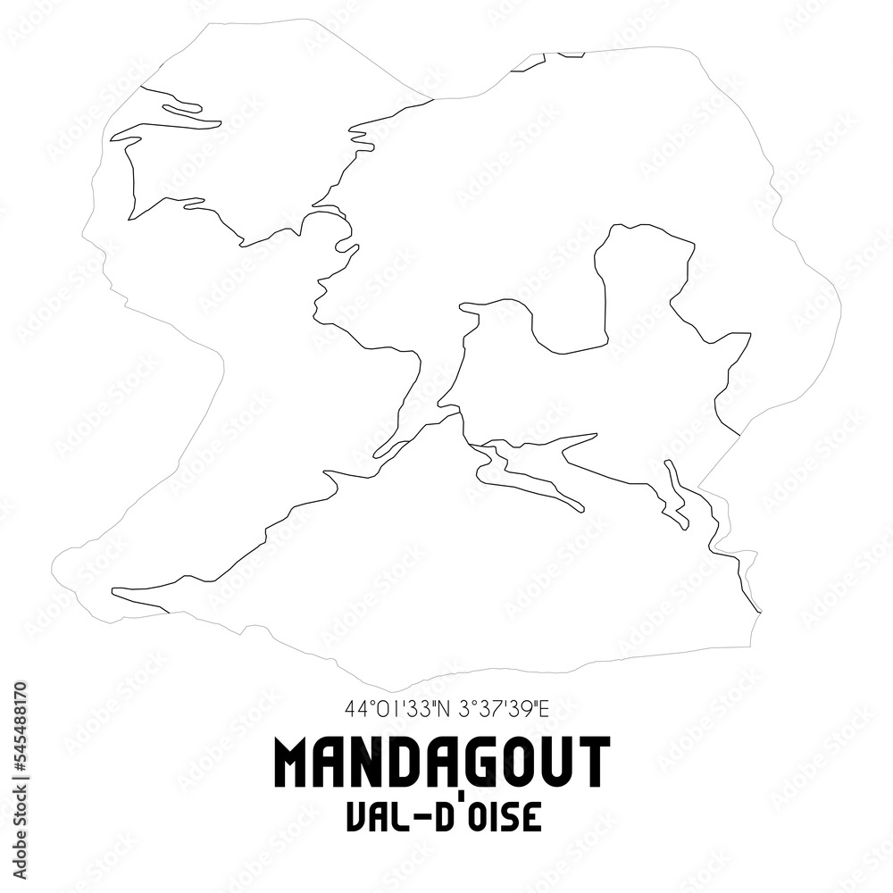 MANDAGOUT Val-d'Oise. Minimalistic street map with black and white lines.
