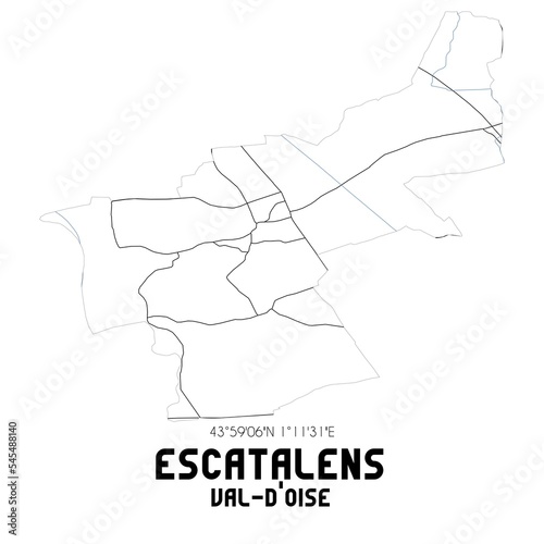 ESCATALENS Val-d'Oise. Minimalistic street map with black and white lines.