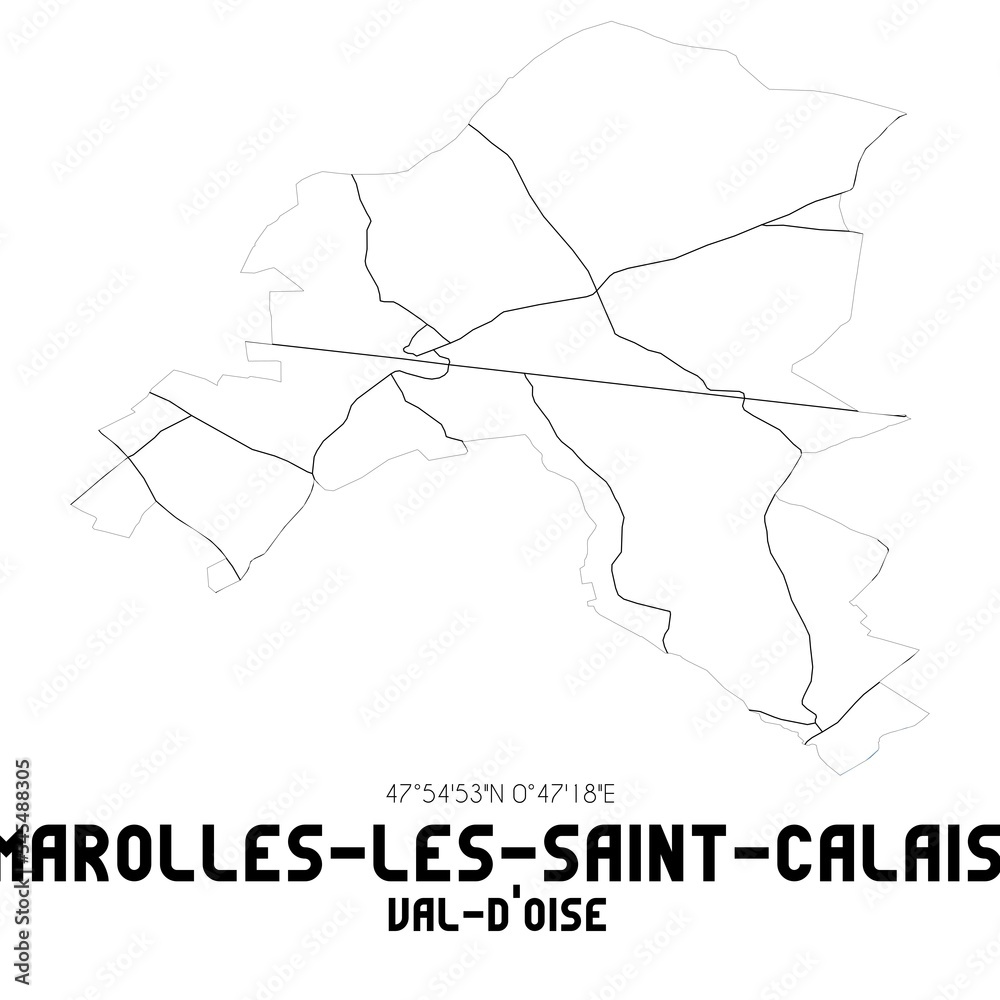 MAROLLES-LES-SAINT-CALAIS Val-d'Oise. Minimalistic street map with black and white lines.