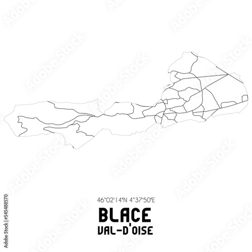 BLACE Val-d'Oise. Minimalistic street map with black and white lines. photo