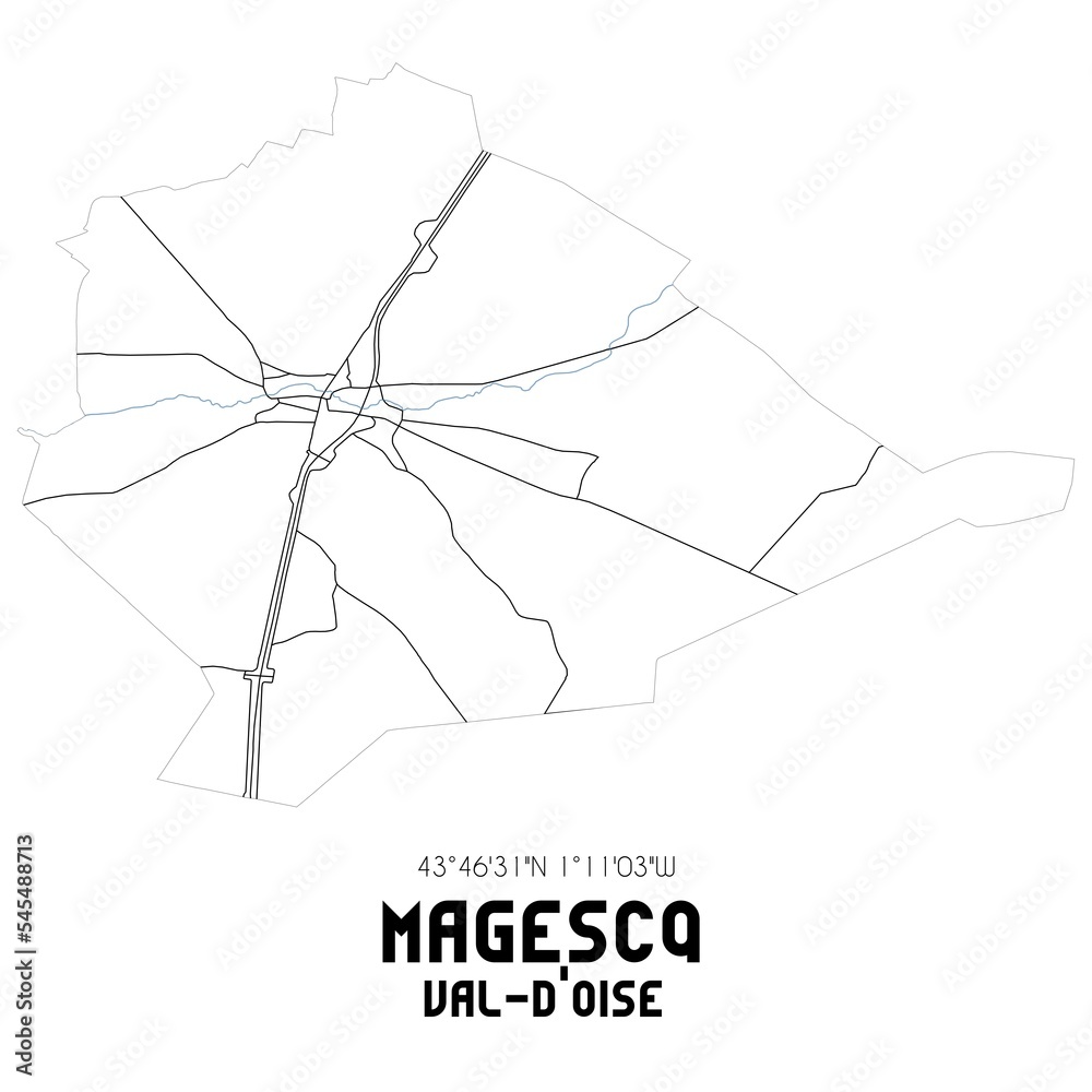 MAGESCQ Val-d'Oise. Minimalistic street map with black and white lines.