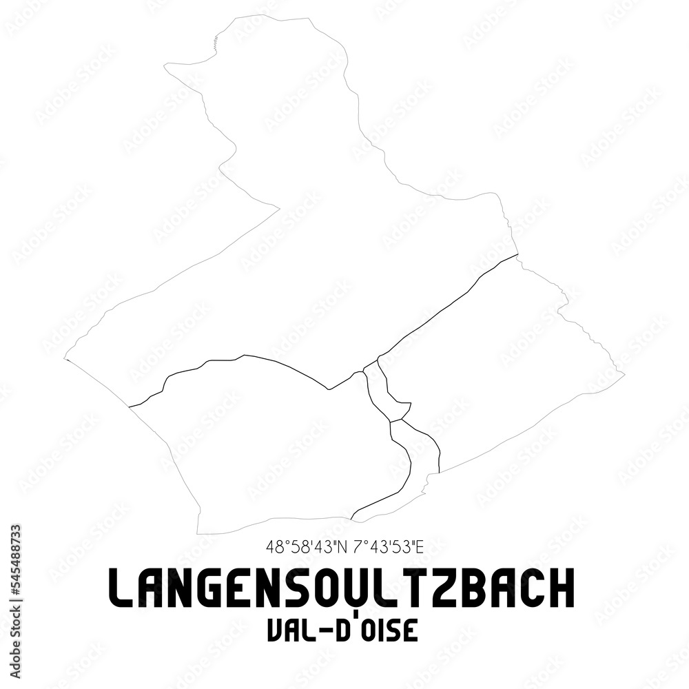 LANGENSOULTZBACH Val-d'Oise. Minimalistic street map with black and white lines.