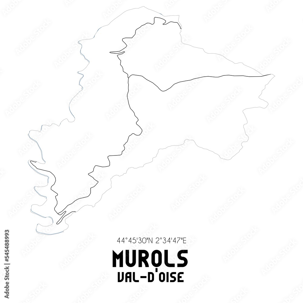 MUROLS Val-d'Oise. Minimalistic street map with black and white lines.