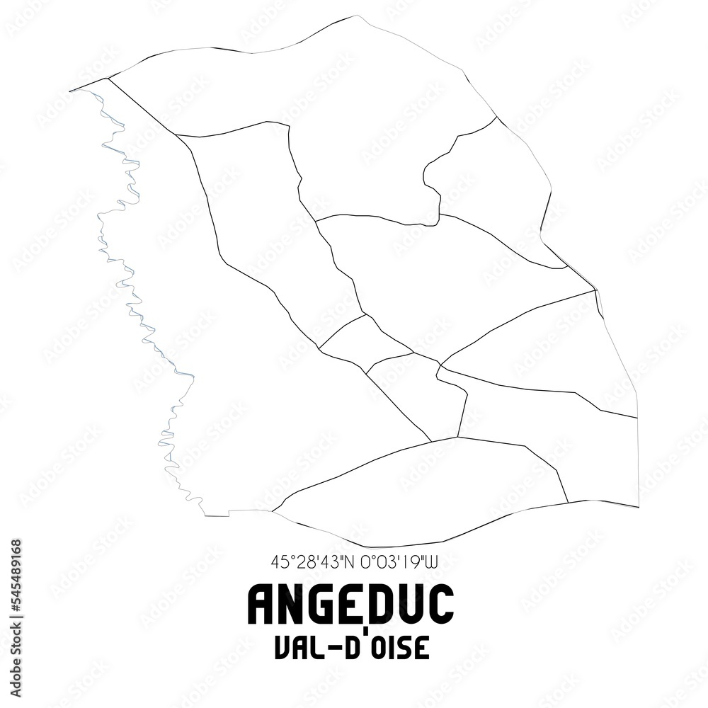 ANGEDUC Val-d'Oise. Minimalistic street map with black and white lines.