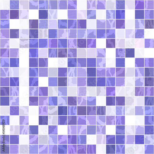Fototapeta Naklejka Na Ścianę i Meble -  Tiny purple geometric mosaic pixel grid seamless pattern. Modern square shape tile trend texture. Color of the year 2022 grid background. High quality jpg raster swatch.