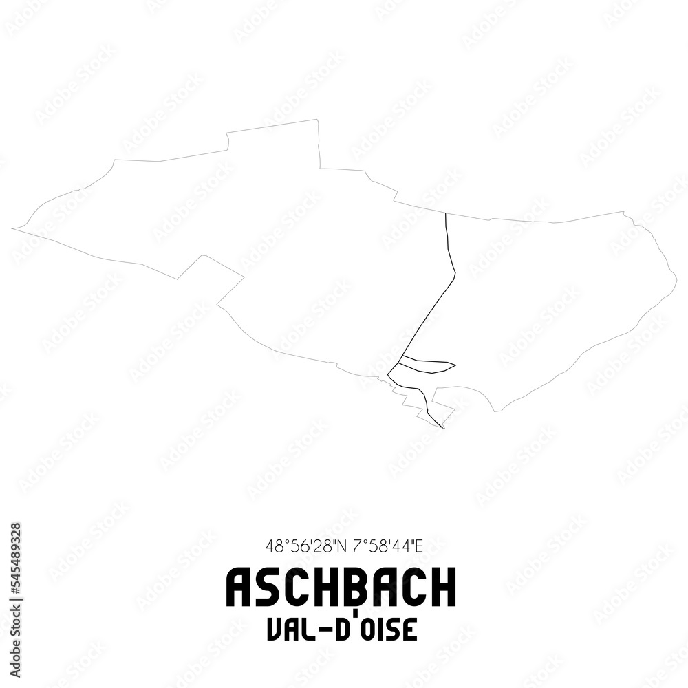ASCHBACH Val-d'Oise. Minimalistic street map with black and white lines. ASCHBACH Val-d'Oise. Minimalistic street map with black and white lines.