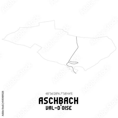 ASCHBACH Val-d Oise. Minimalistic street map with black and white lines.