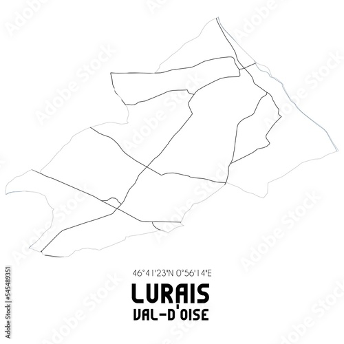 LURAIS Val-d Oise. Minimalistic street map with black and white lines.