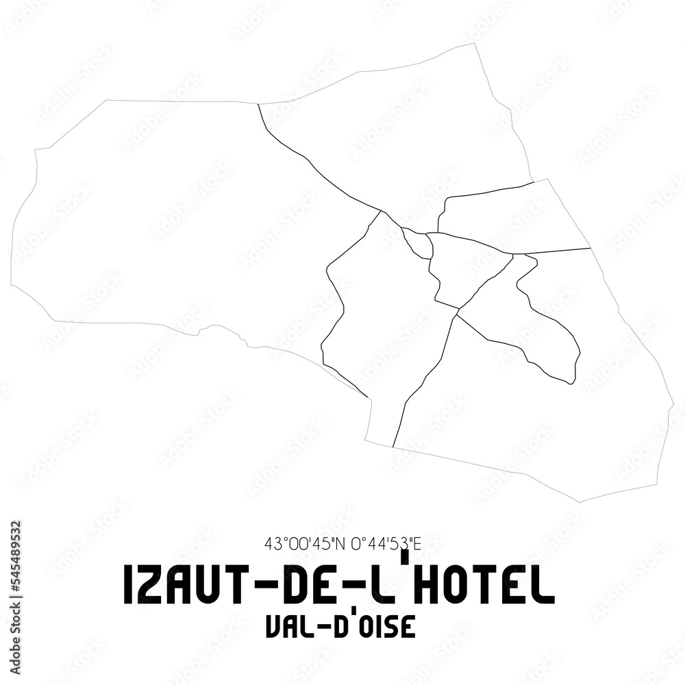 IZAUT-DE-L'HOTEL Val-d'Oise. Minimalistic street map with black and white lines.